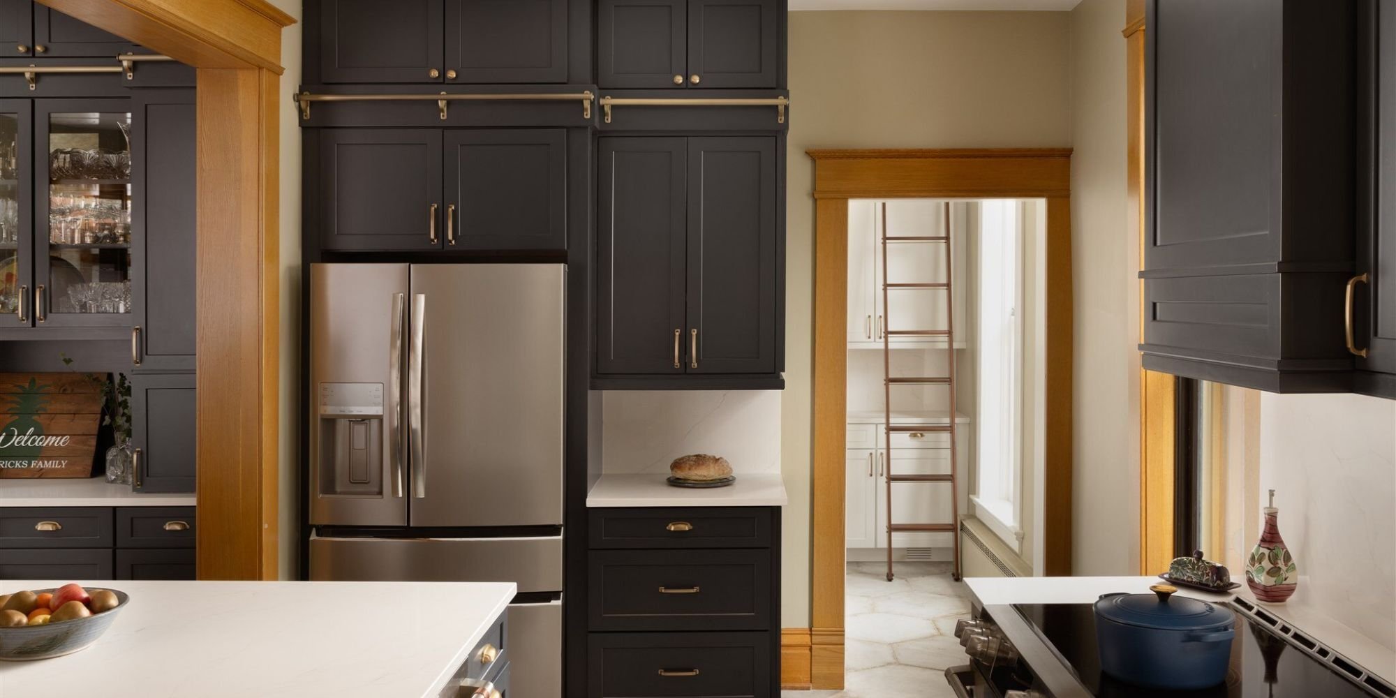 home remodel in boulder with dark kitchen cabinets and butler pantry