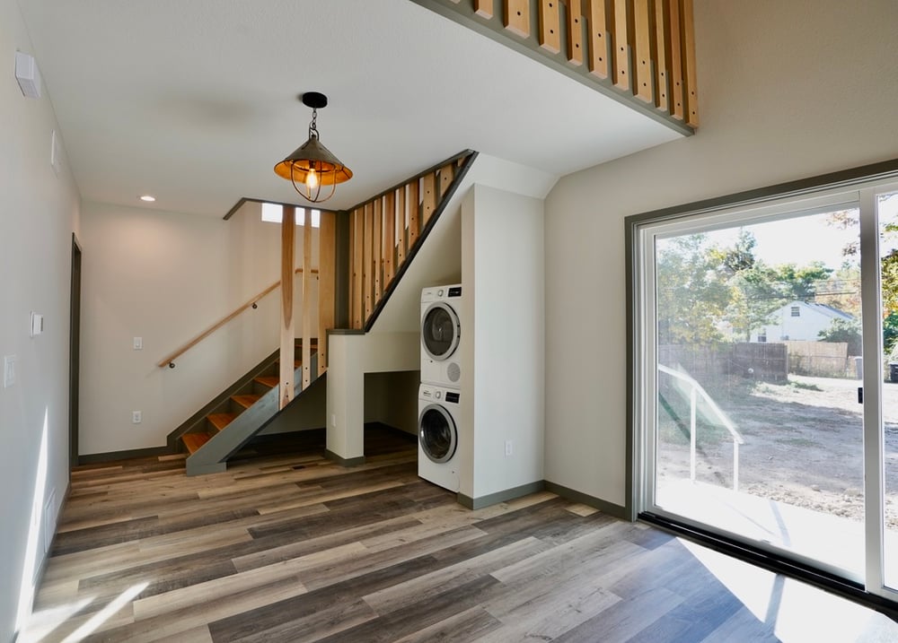 adu in boulder co with staircase, laundry, and slider doors
