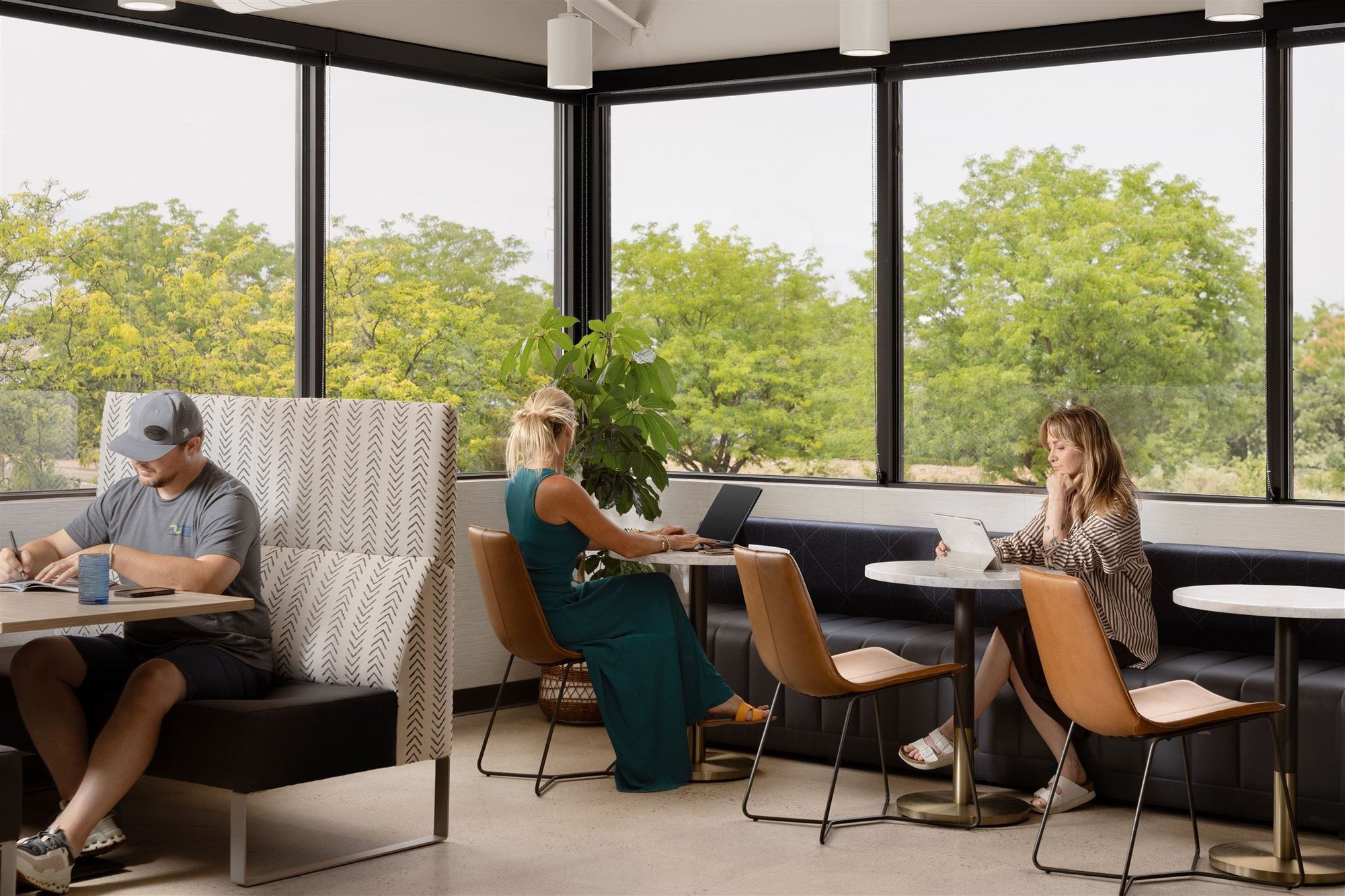 commercial interior renovation with seating area