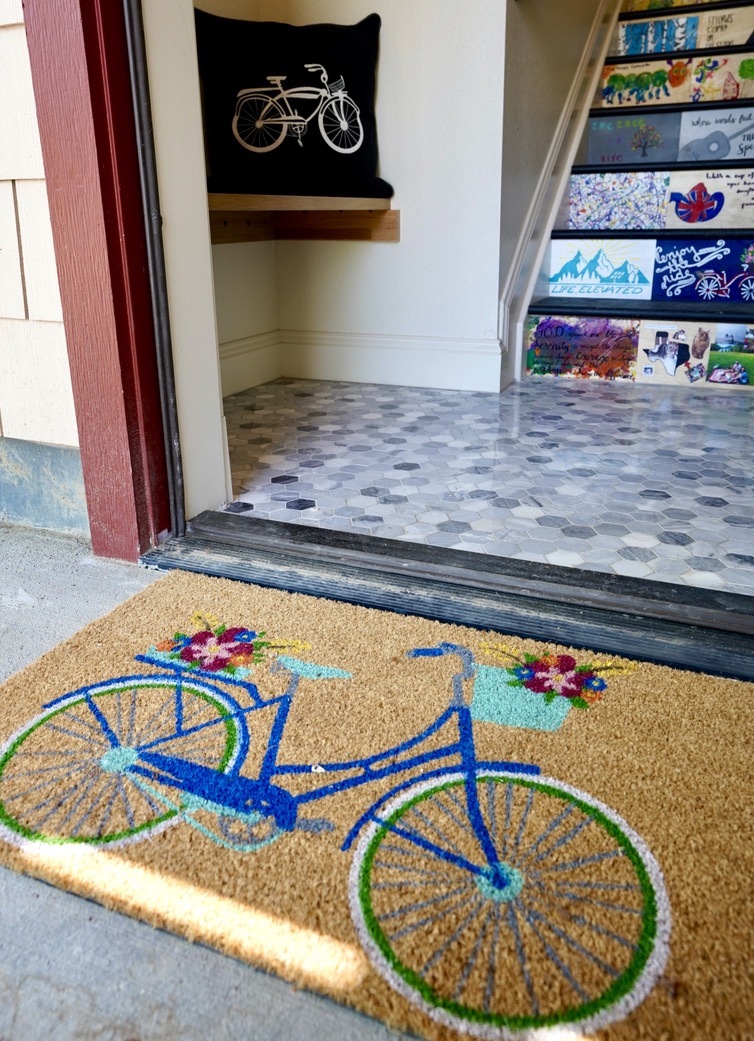 Every detail of the ADU from the bicycle entry mat to the bicycle theme throughout the ADU