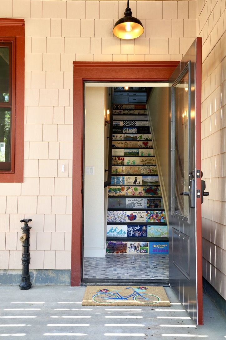 View of the staircase that leads up to the living space in this Boulder Colorad ADU
